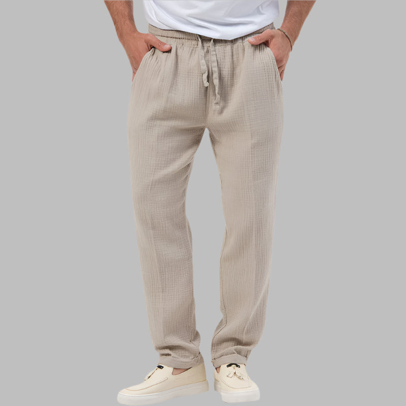 Summer Men's Breathable Solid Color Trousers Plus Size Loose Casual Pants
