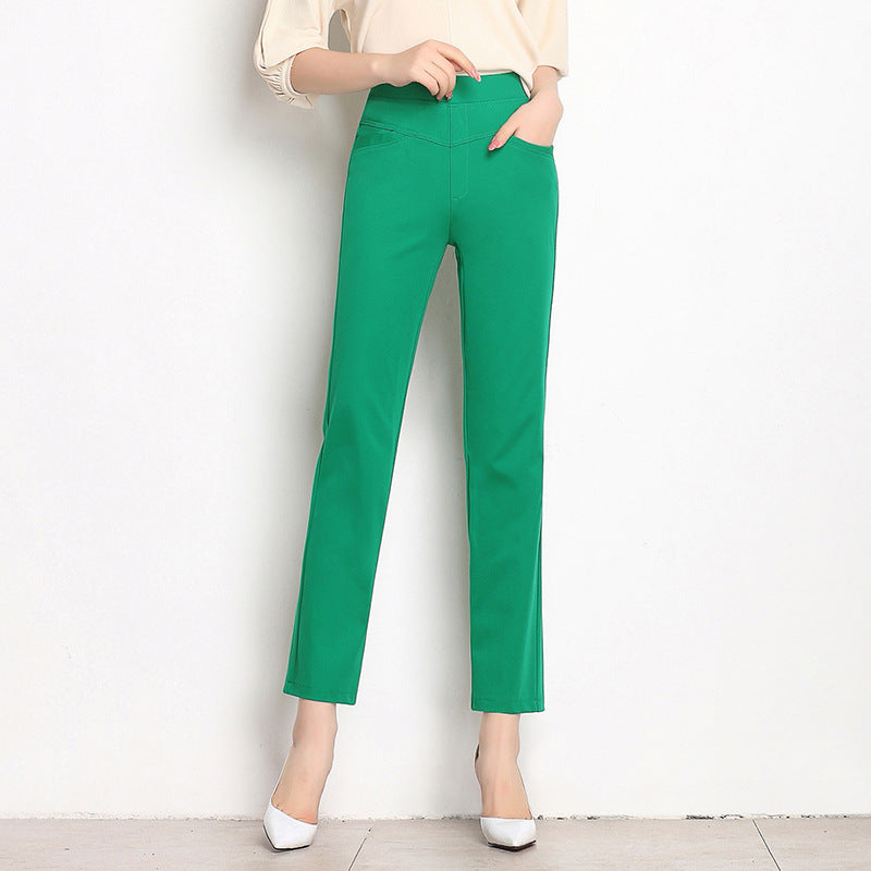 High Waist Knit Four-sided Stretch Straight