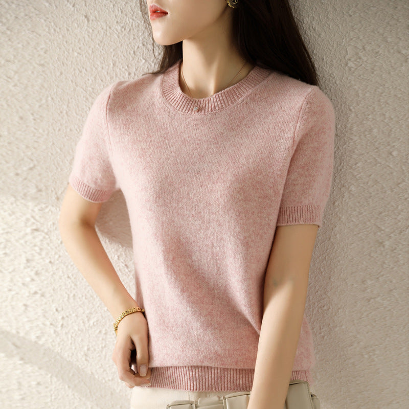 Slim-fitting Simple Bottoming Needle Sweater Top Round Neck Trend
