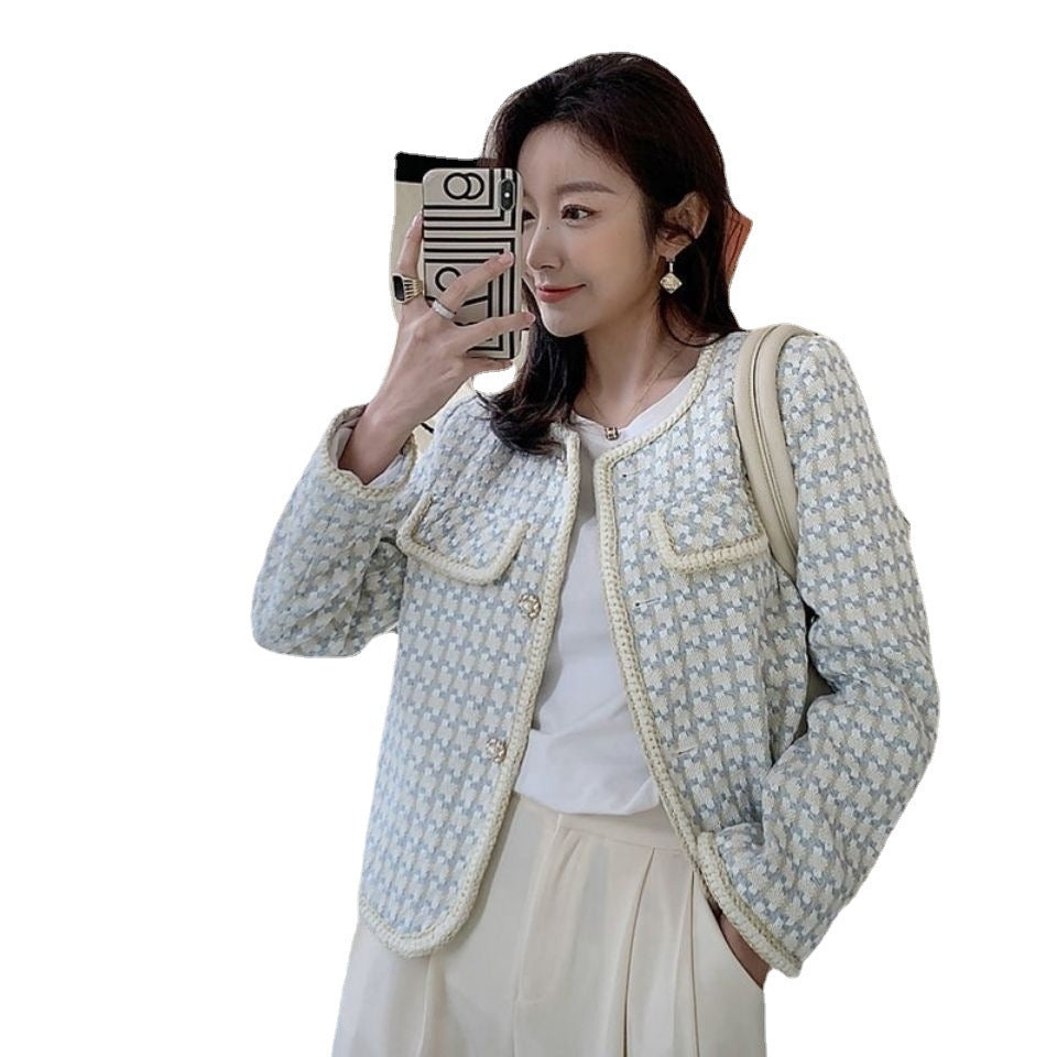 Tweed Jacket Spring And Autumn Ladies Short All-match Western Style Fried Street Top