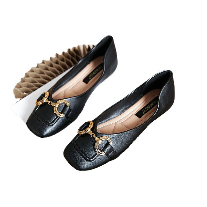 Women's Slipon Flat Leather Shoes Mother Soft