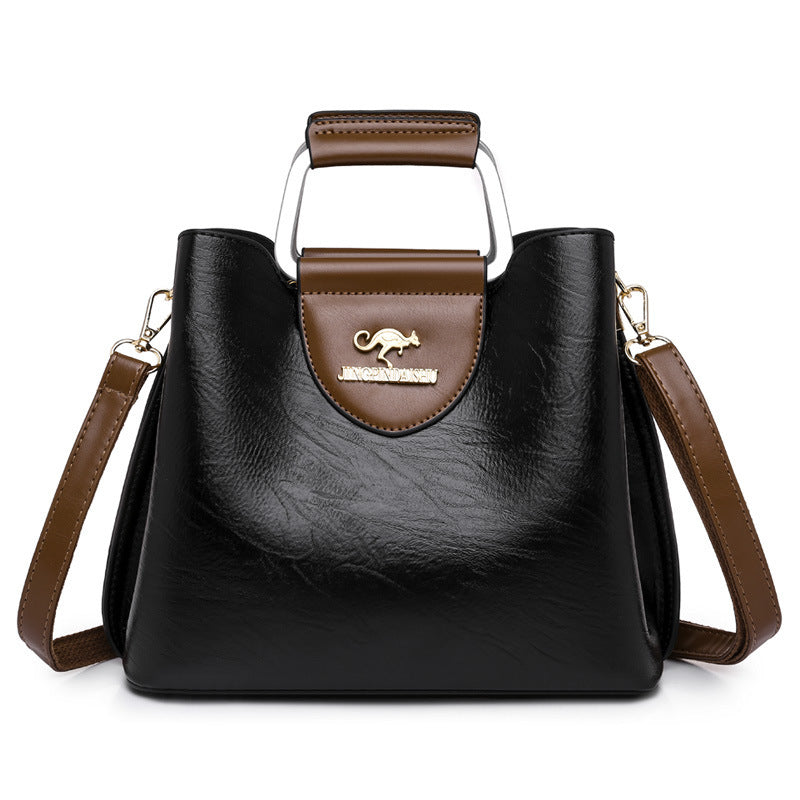 Large Capacity Totes Middle-aged High-grade Soft Leather Shoulder