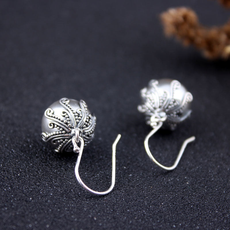 Retro Ethnic Style Shell Pearl Earrings Women