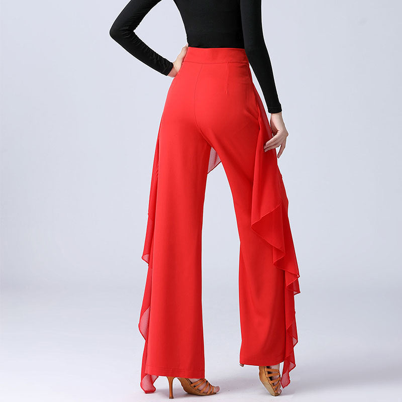 Women's High Waist Ruffles Wide-leg Trousers