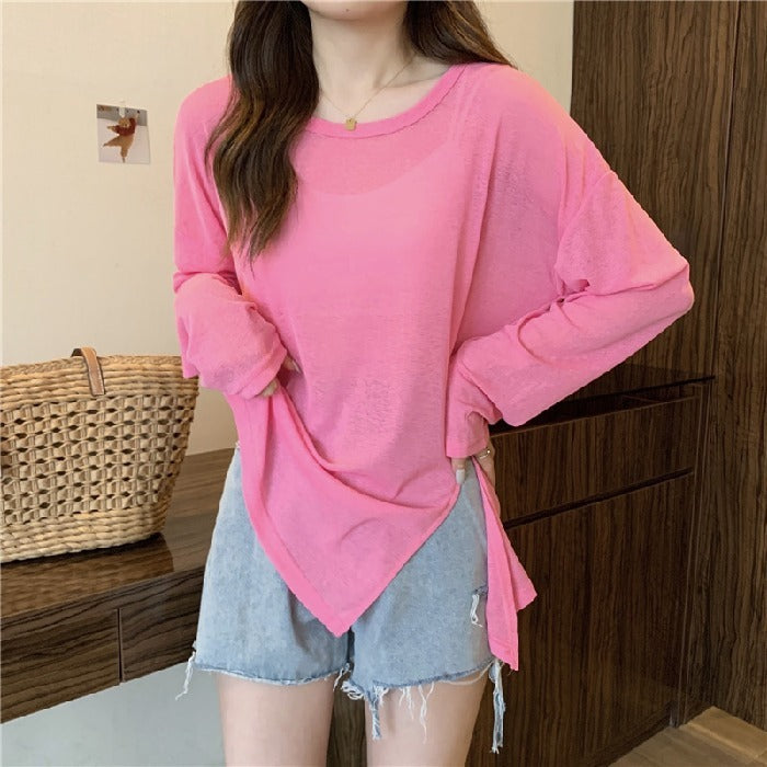 Thin Micro-transparent Split Sun Protection Long Sleeve