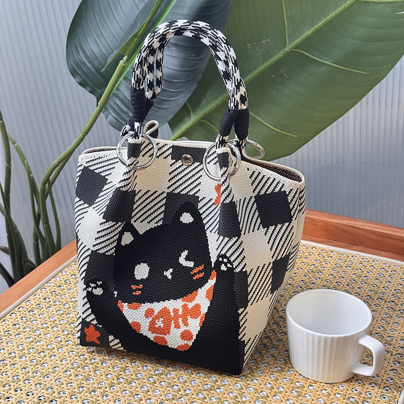 Knitted Buckle Bag Portable Large Capacity