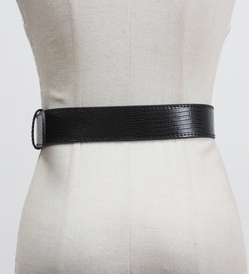 Fashion Stitching Zipper Small Leather Waist Seal