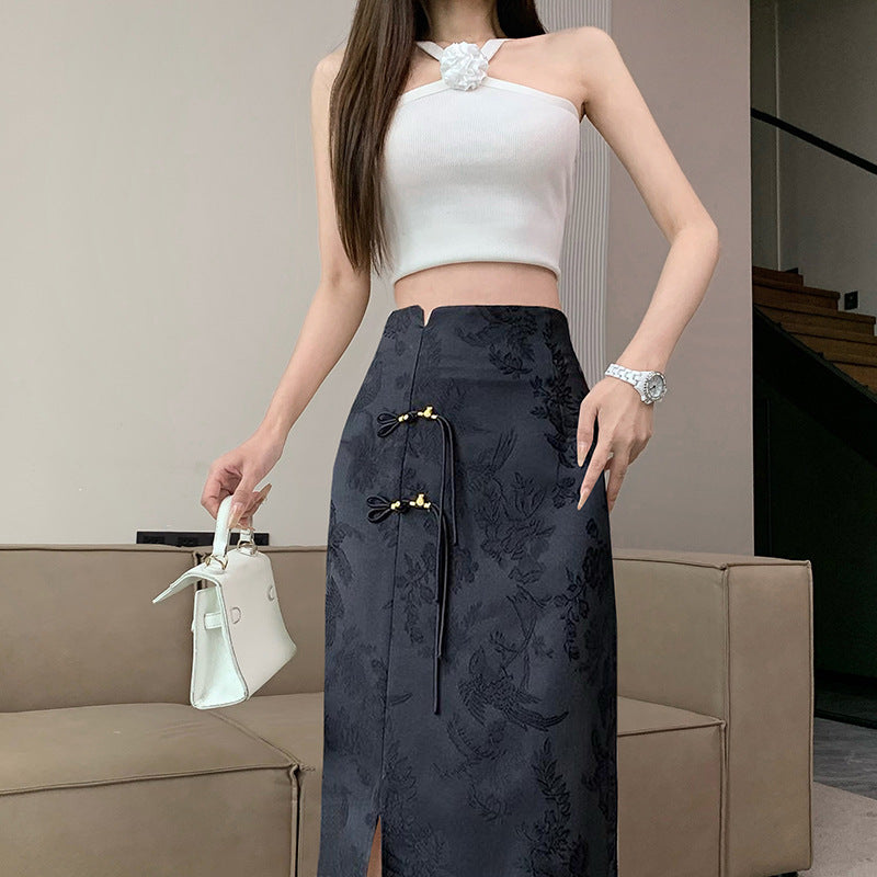 New Chinese Retro Jacquard Skirt For Women