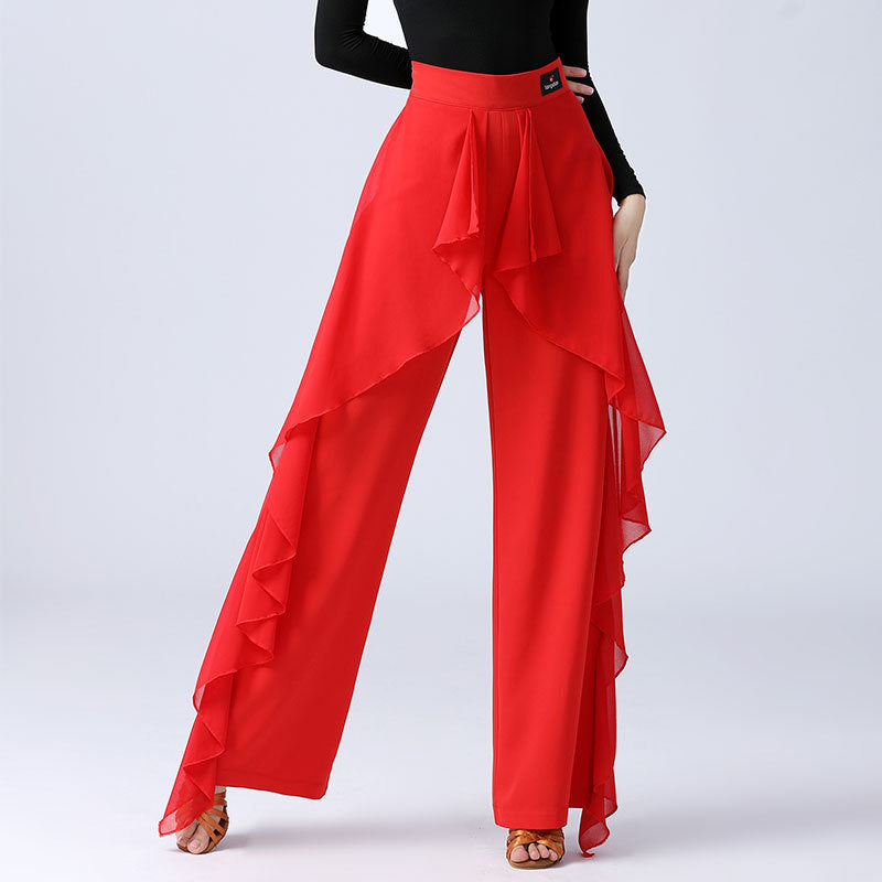 Women's High Waist Ruffles Wide-leg Trousers