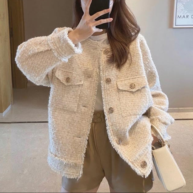 Tweed Short Jacket Women's All-match Jacket Thin Section