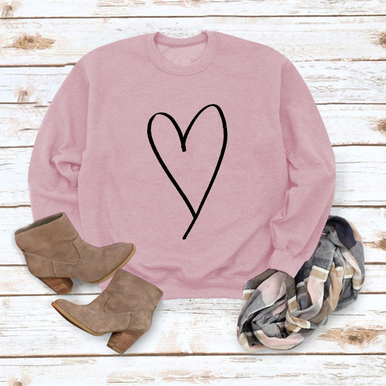 Women's Clothing  Valentine's Day Round Neck Sweatshirt