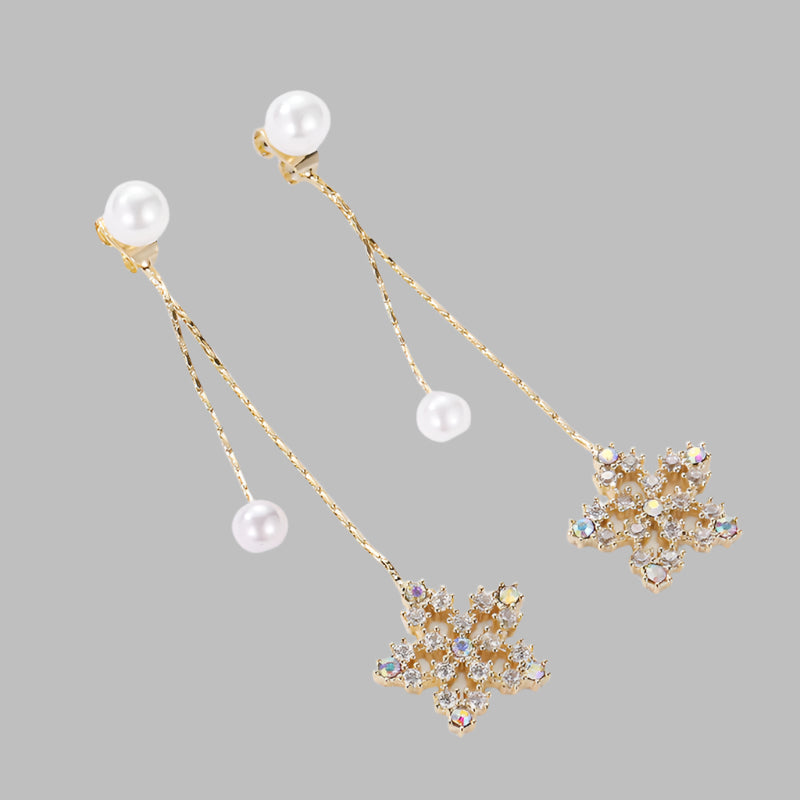 Feminine Long Tassel Pierced Ear Clip Earrings