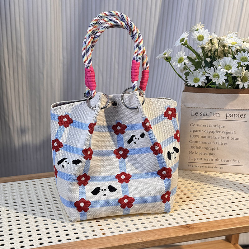 Knitted Buckle Bag Portable Large Capacity