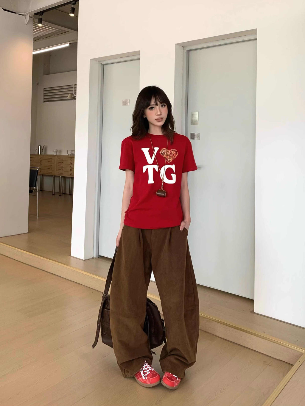 Women's Loose Retro Love Letter Print Short-sleeve T-shirt