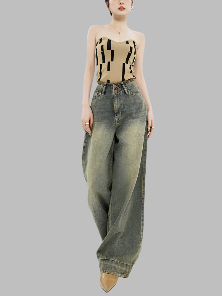 Retro Nostalgic Wide-leg Jeans For Women Summer