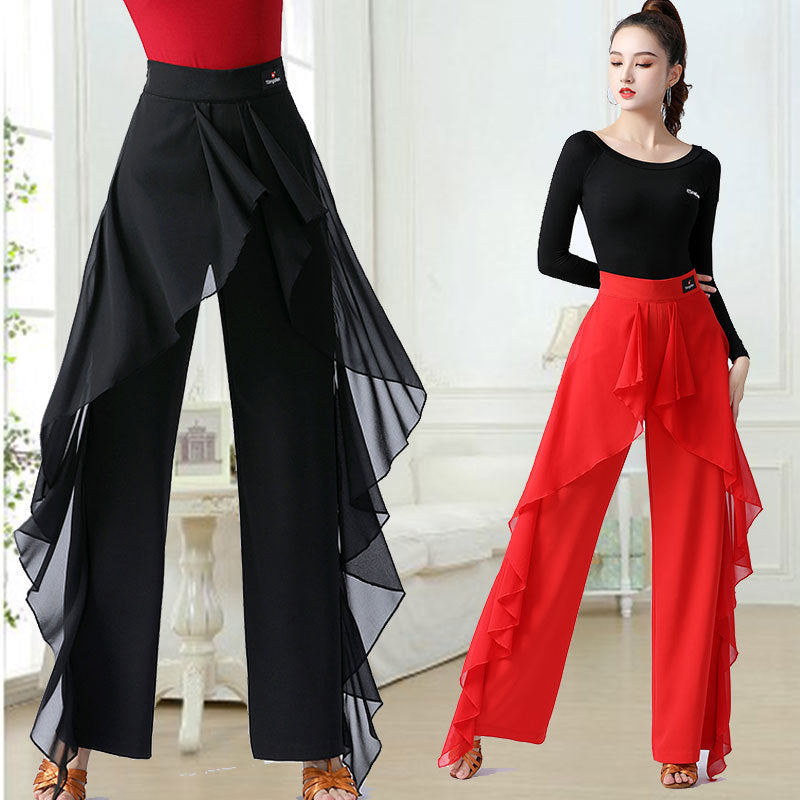 Women's High Waist Ruffles Wide-leg Trousers