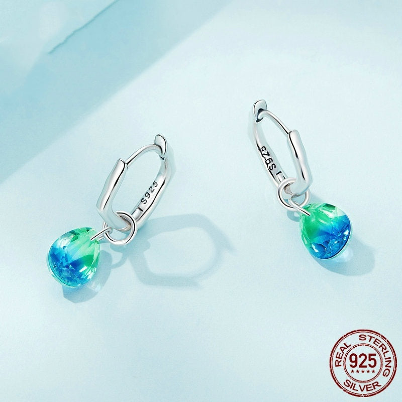 Sterling Silver S925 Water Drop Earrings Simple Gradient