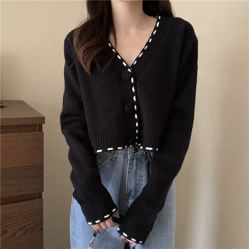 Knit Cardigan Chic Design Female Sweater Coat