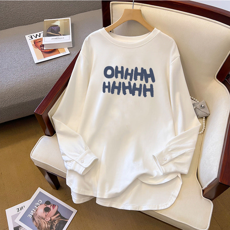 Spring And Autumn Bandage Dress Cotton Base Shirt Mid-length