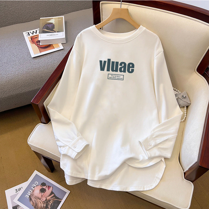 Spring And Autumn Bandage Dress Cotton Base Shirt Mid-length