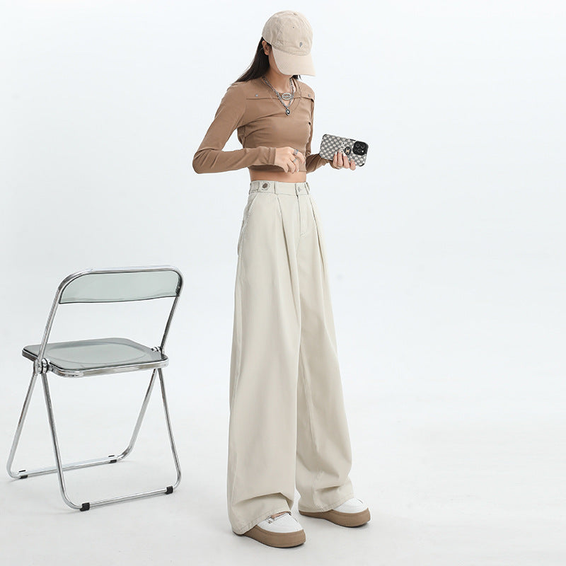 Loose High Waist Slimming Drape Casual Mopping Pants