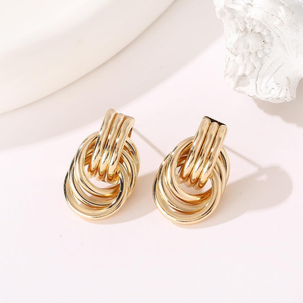 Brass 14K Gold Declaration Geometric Earrings