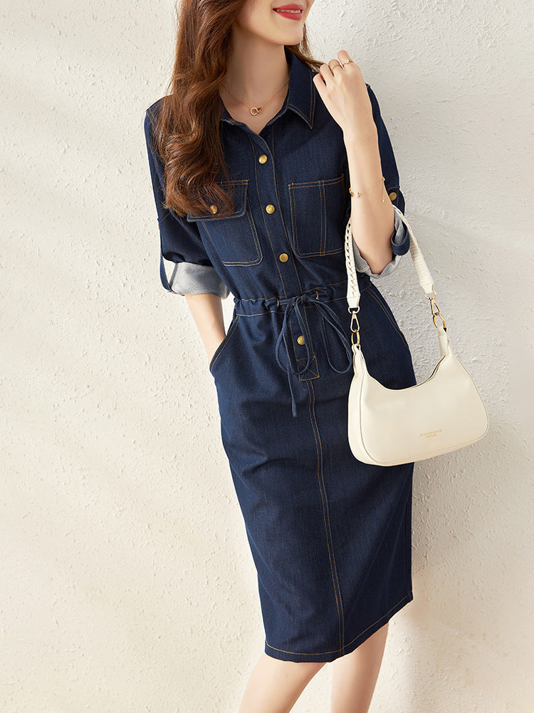 Handsome Retro Denim Waist-tight Dress