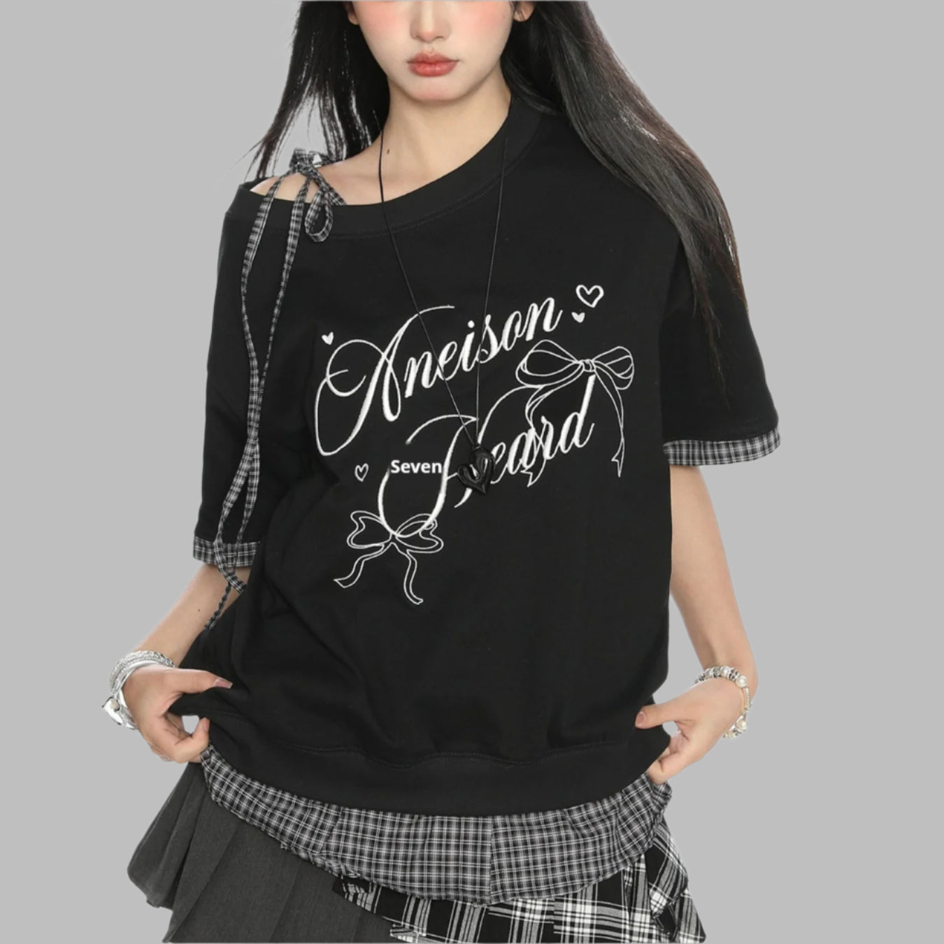 Women's Short-sleeved T-shirt With Bow Letters