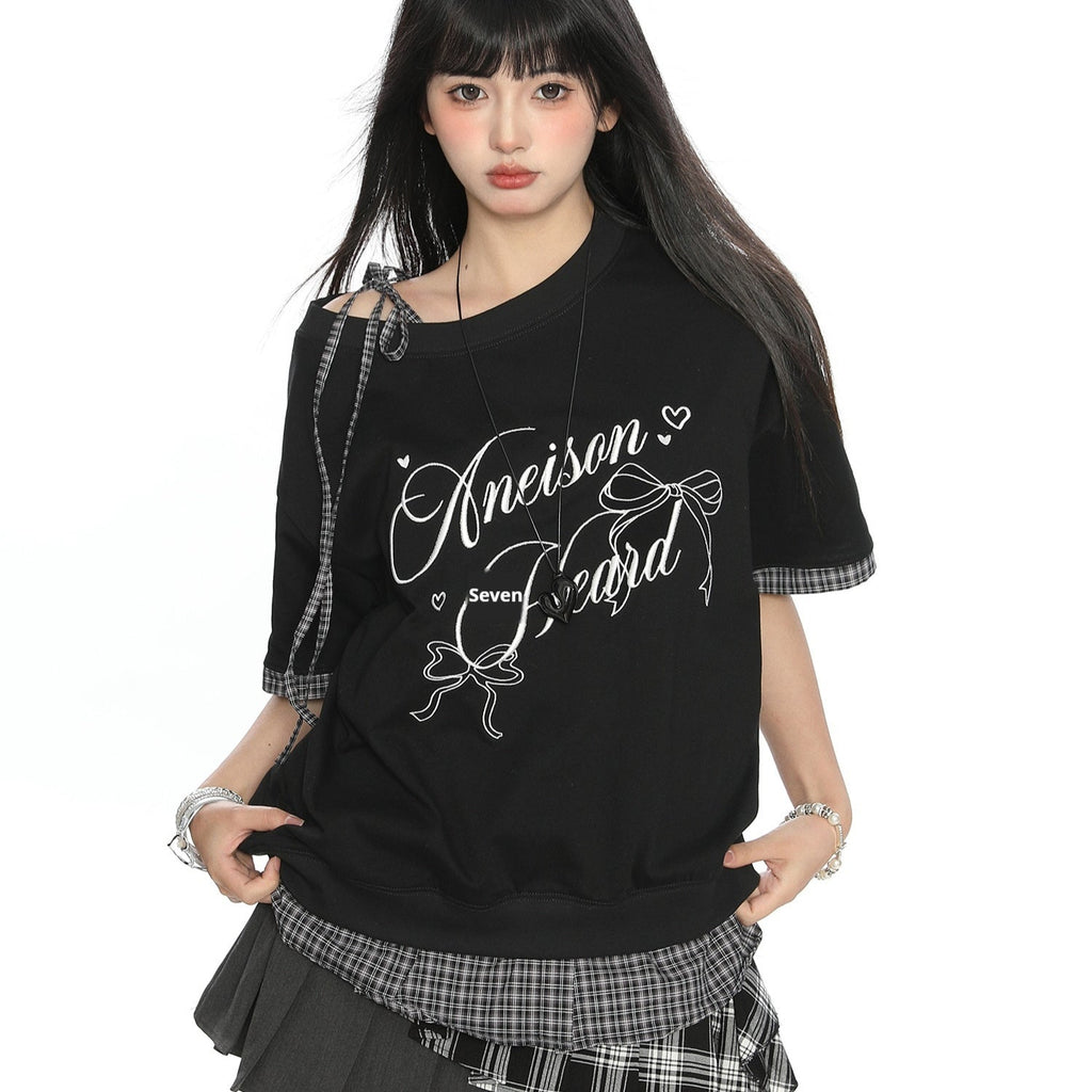 Women's Short-sleeved T-shirt With Bow Letters
