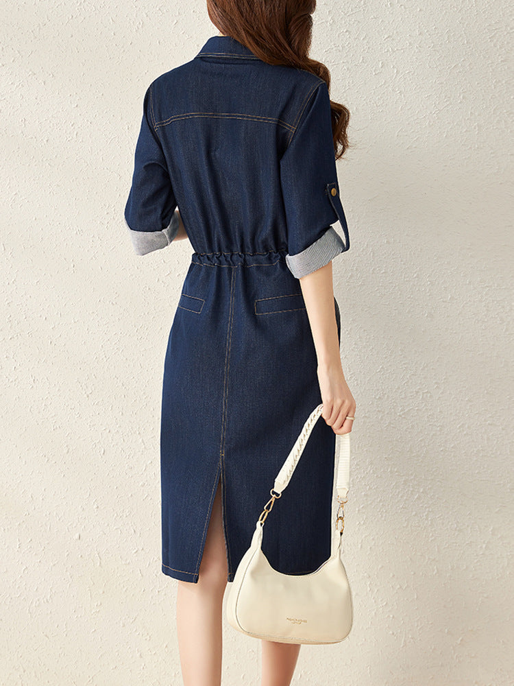 Handsome Retro Denim Waist-tight Dress