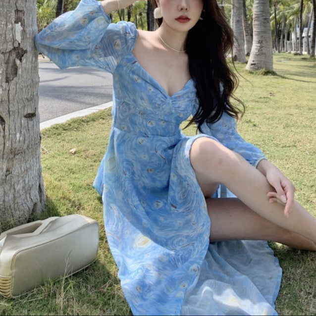 Summer Seaside Vacation Printed Long Skirt