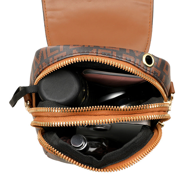 Soft Leather Retro Printed Mini Crossbody Bag