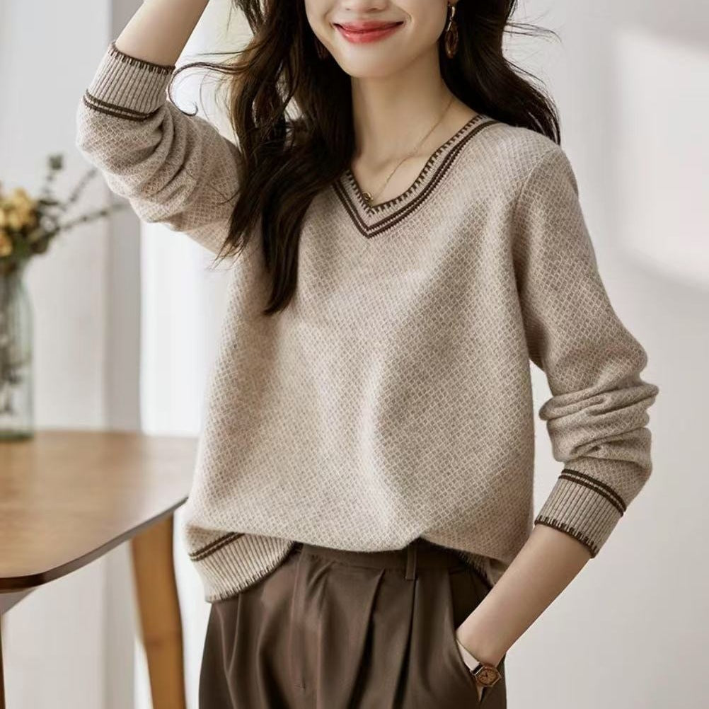 Sweater Loose Heart Collar Knitted Top