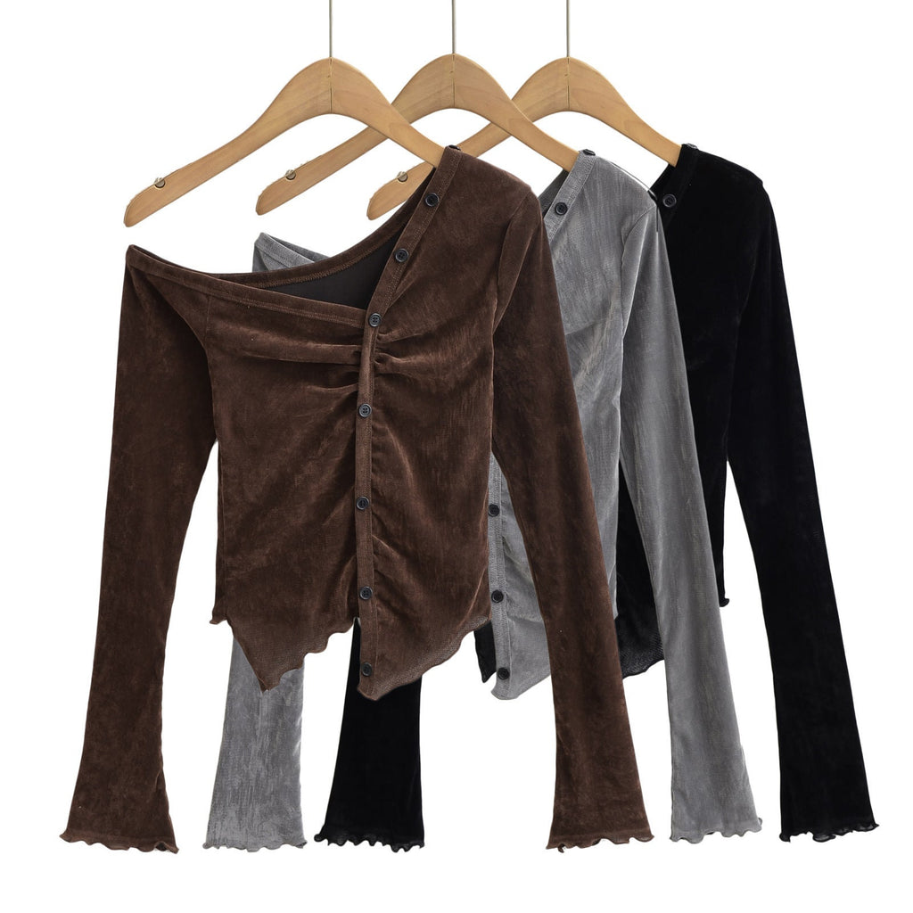 European And American Style Women's Slim Fit Irregular Top