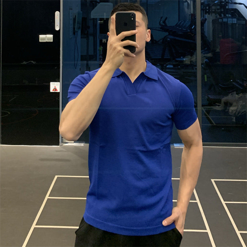 Lightly Mature Summer Ice Silk Men's Lapel Knitwear