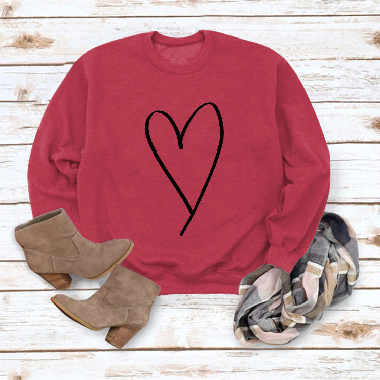 Women's Clothing  Valentine's Day Round Neck Sweatshirt