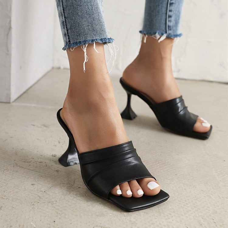 Summer Open-toe Square-headed Lady's Sandals And Slippers