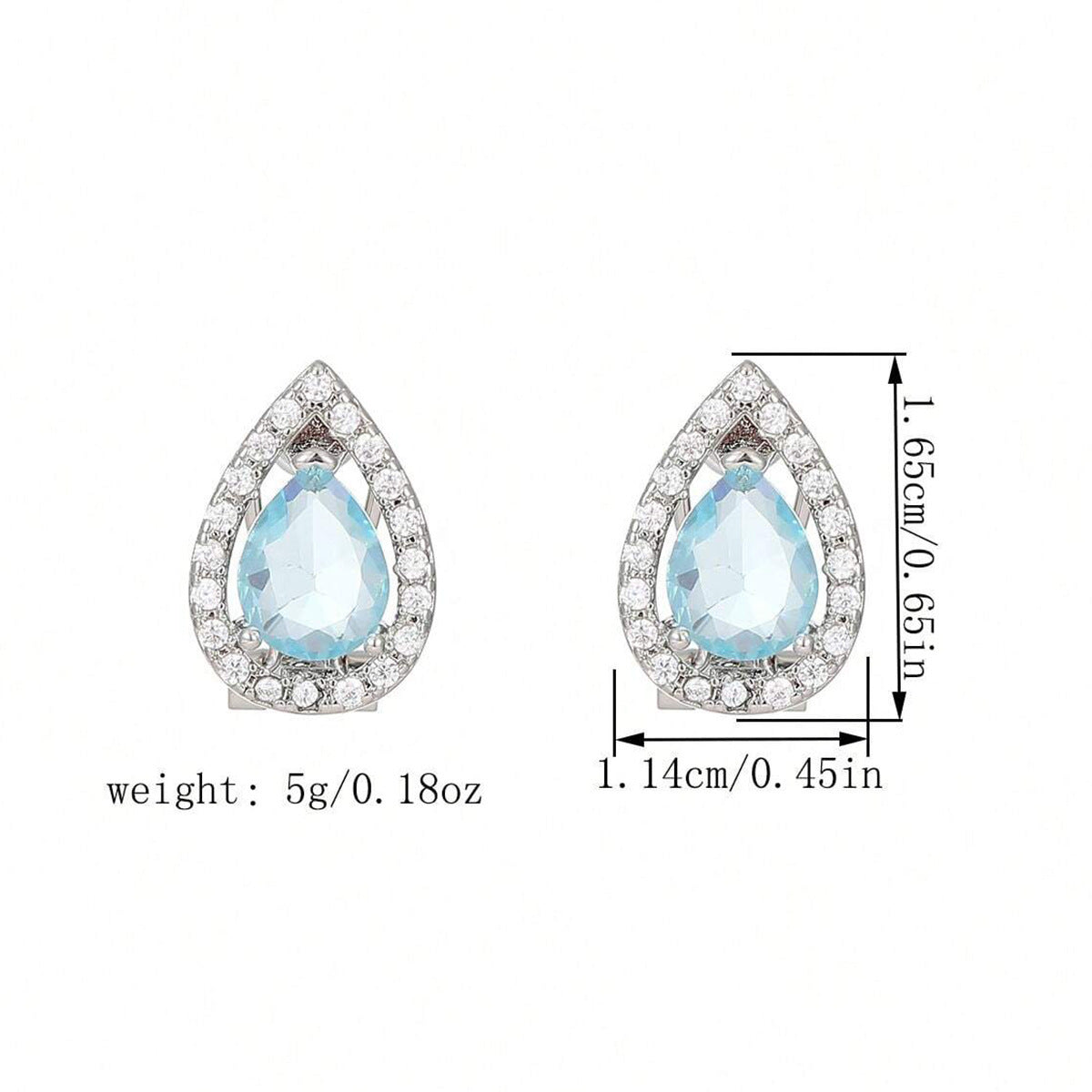 Geometric Water Drop Sea Blue Zircon Ear Studs