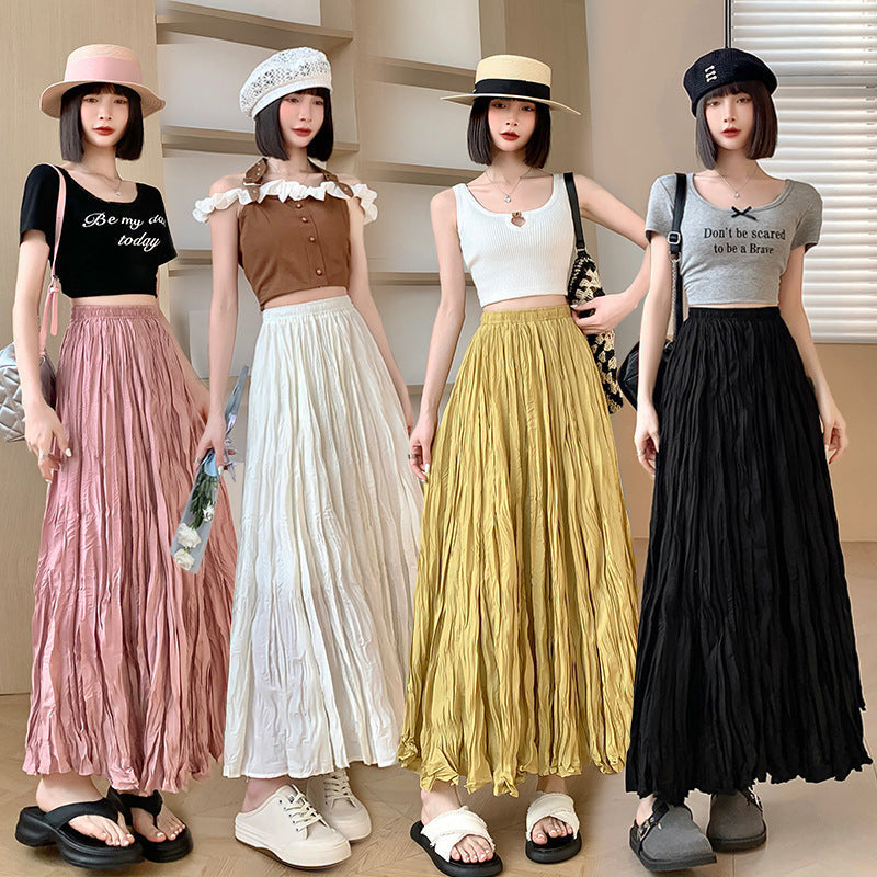 Fashion Skirt Women's Mid-length Pleated All-match Dress