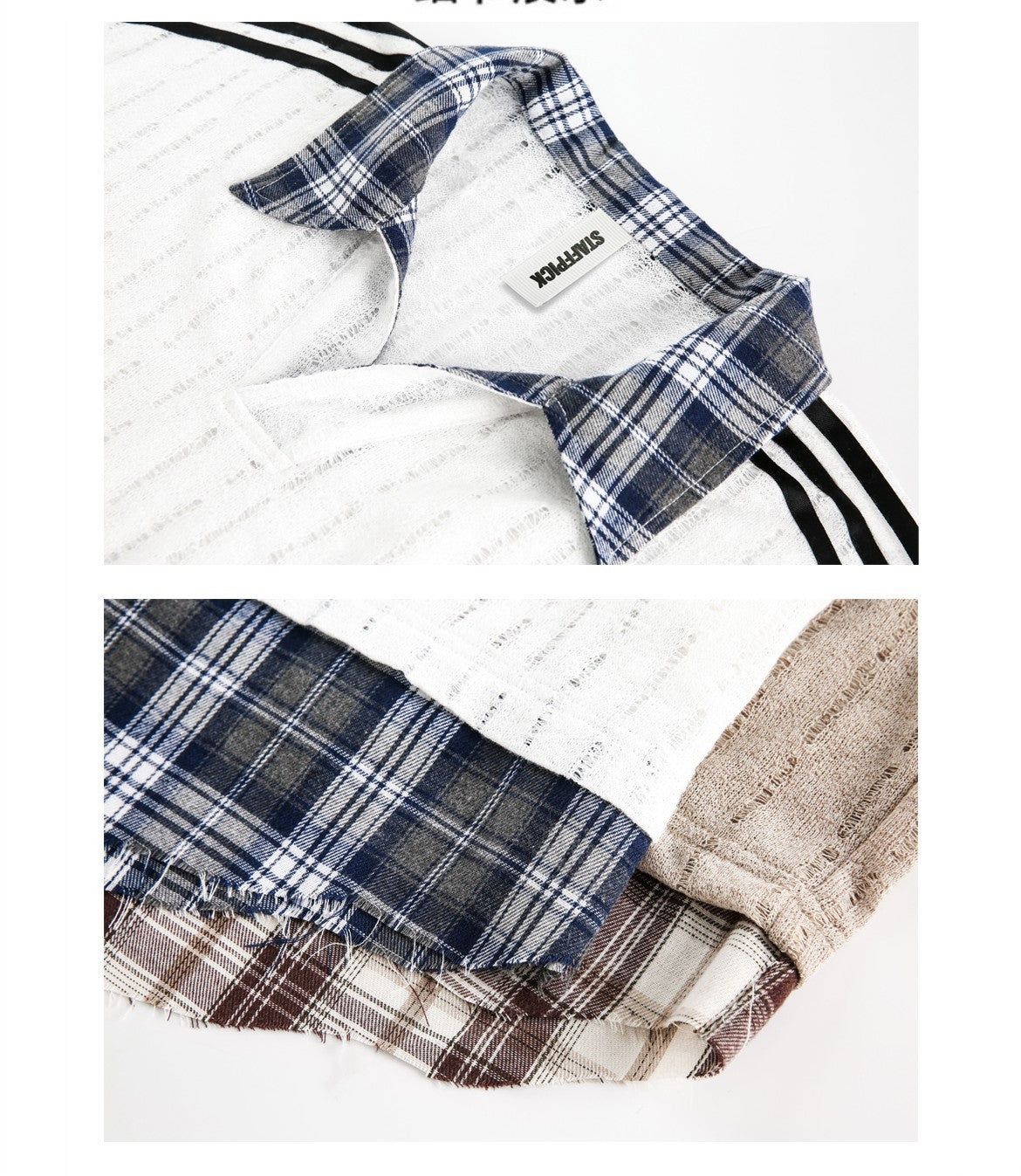 Hollow-out Fake Two-piece Long-sleeved Shirt