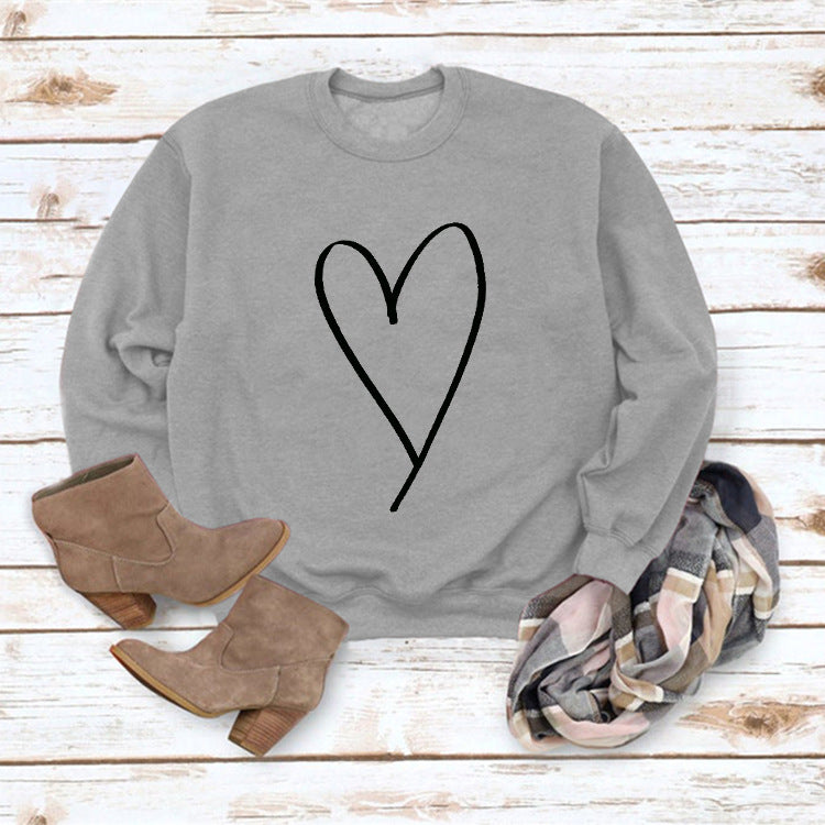 Women's Clothing  Valentine's Day Round Neck Sweatshirt