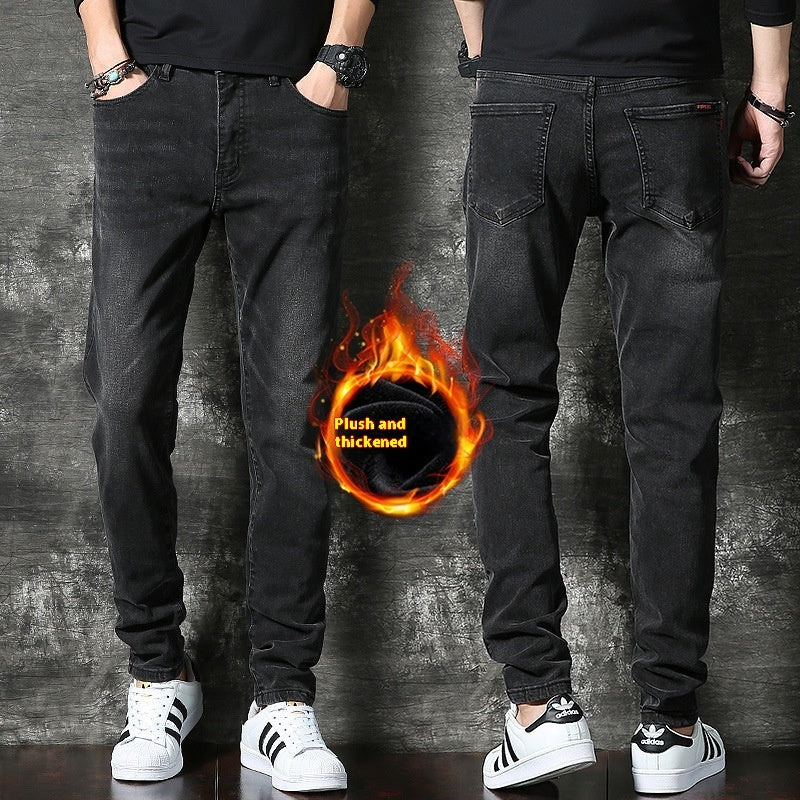 American Retro Heavy High-end Fleece Padded Jeans