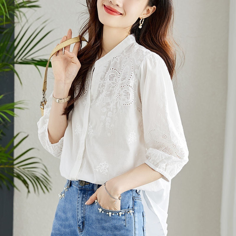 Sweet Temperament Top Urban Style Versatile Embroidery Shirt