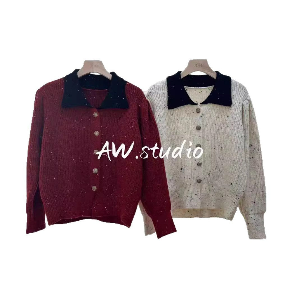 Light Luxury Socialite French Style Classic Style Lapel Knitted Cardigan For Women