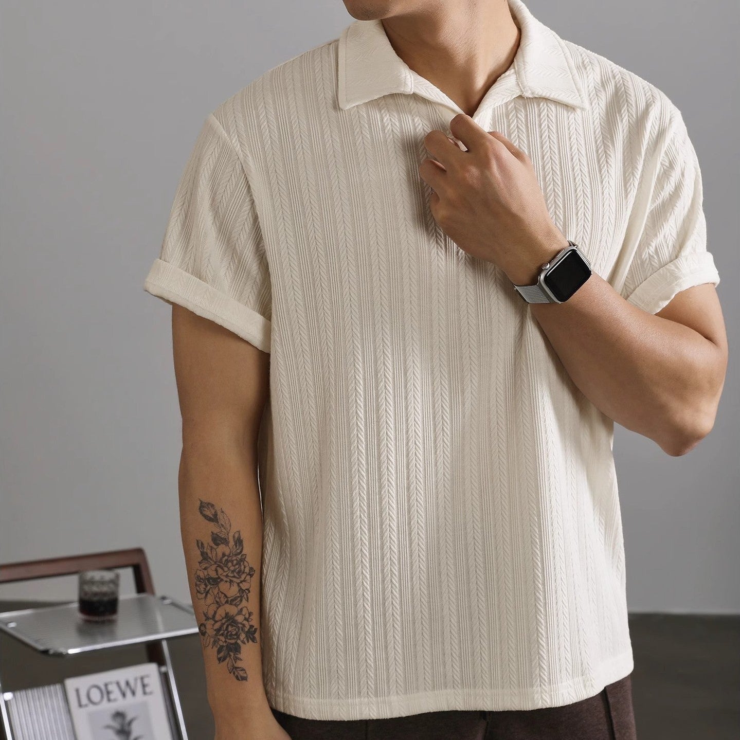 Wheat Woven Texture Summer Breathable Slim Fit Business