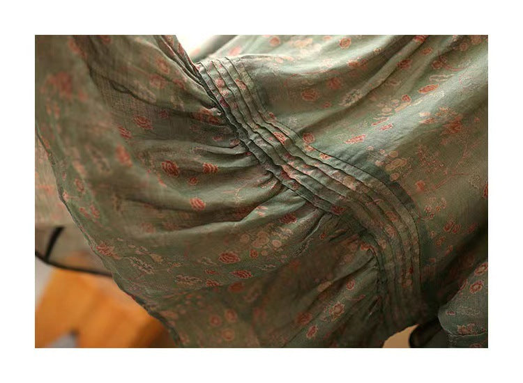 Summer Artistic Vintage Floral Cotton And Linen Shirt