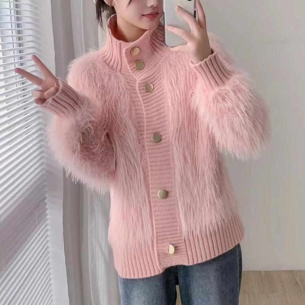 Women's Fashion Stand Collar Outerwear Cardigan Jacket