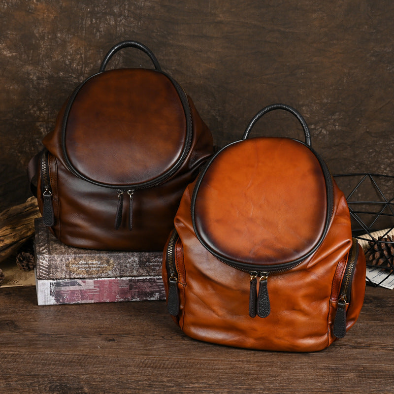 Soft Leather Backpack Bag Retro Leisure Forest Style Women's Bag European And American Bags