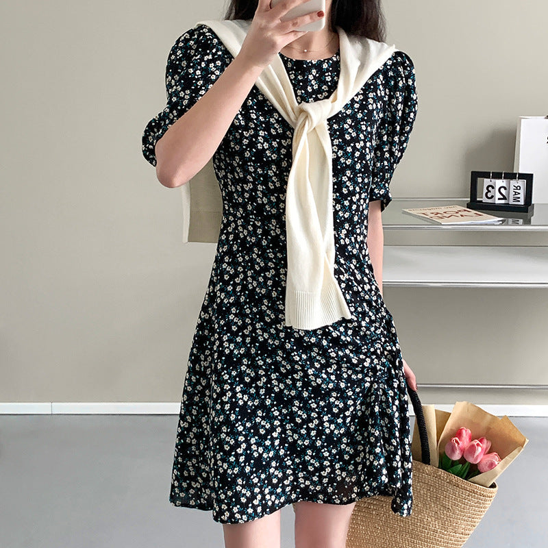 SummerFloral Round Neck Short Sleeve Dress