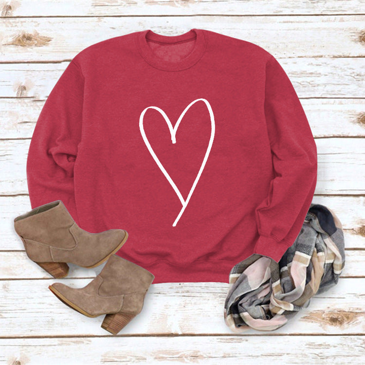 Women's Clothing  Valentine's Day Round Neck Sweatshirt